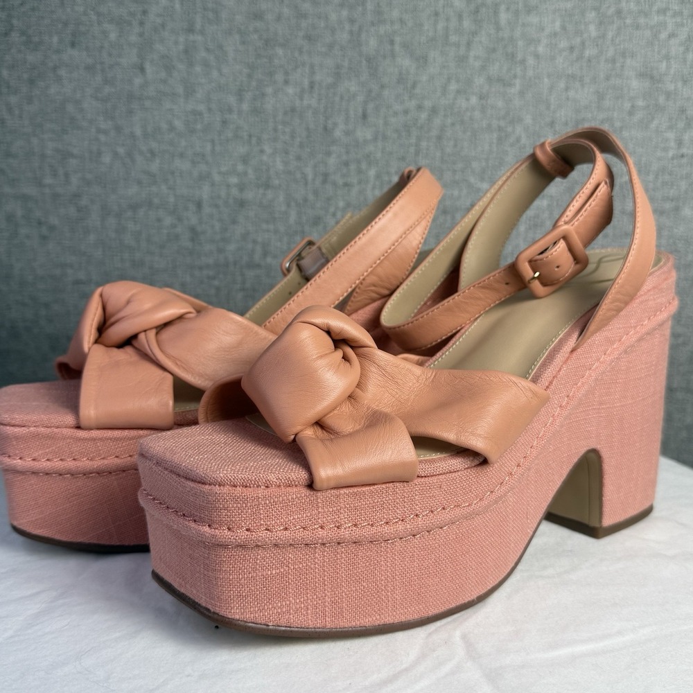 New‎ Sam Edelman Theresa Square Toe Ankle Strap Platform Sandals in Pink 10.5